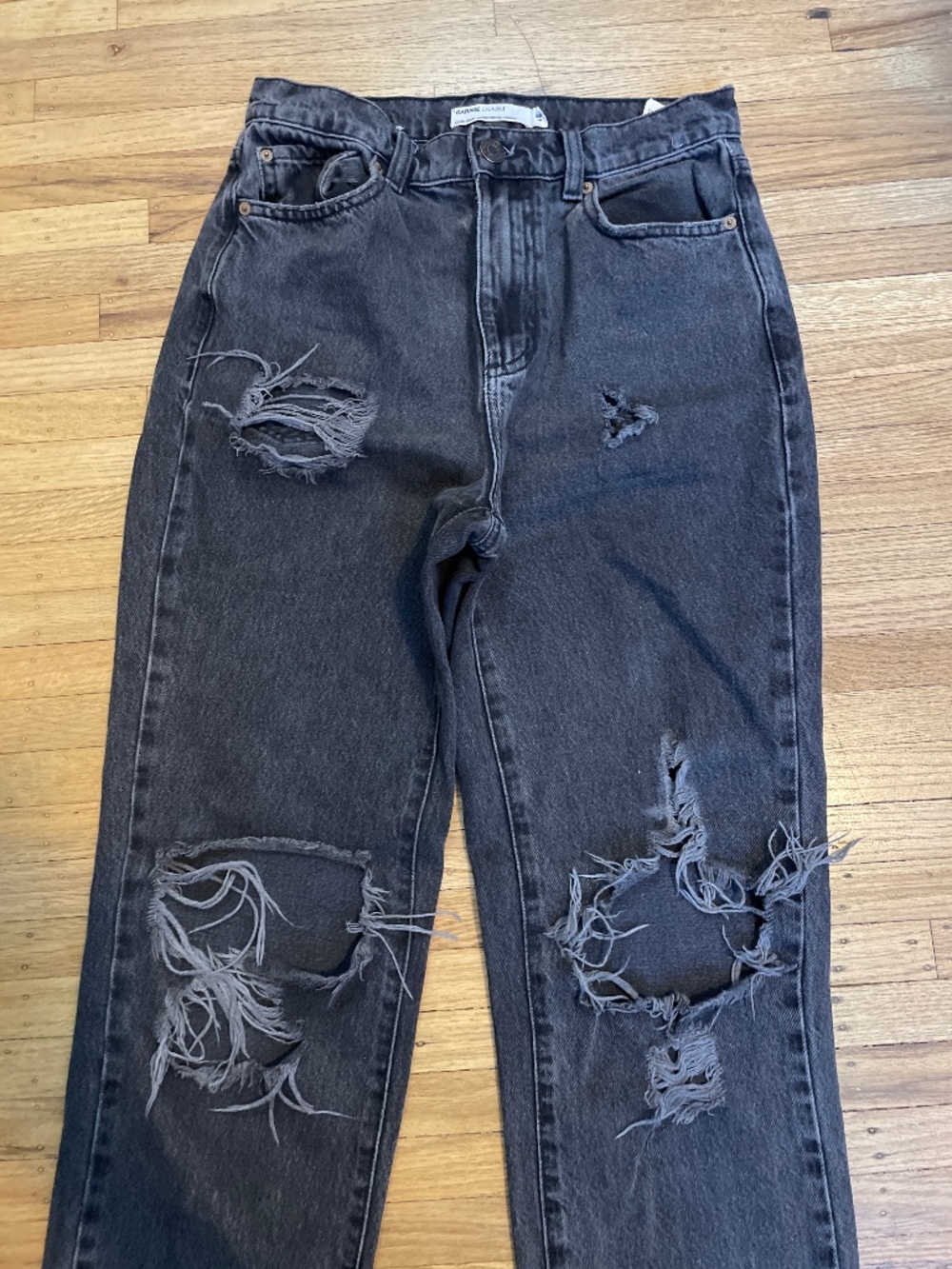 XS distressed black jeans